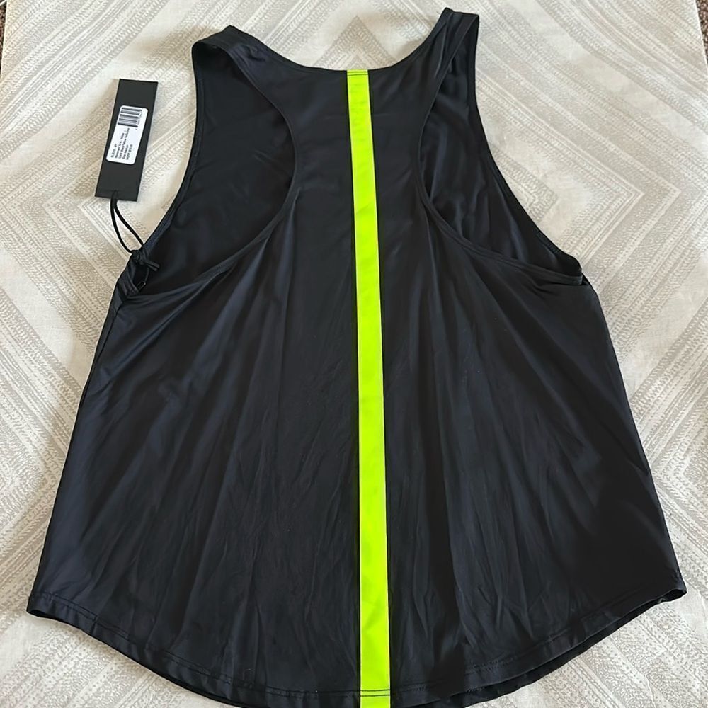Black Line by Noli Women’s Black Tank Top with Neon Yellow Stripe on Back